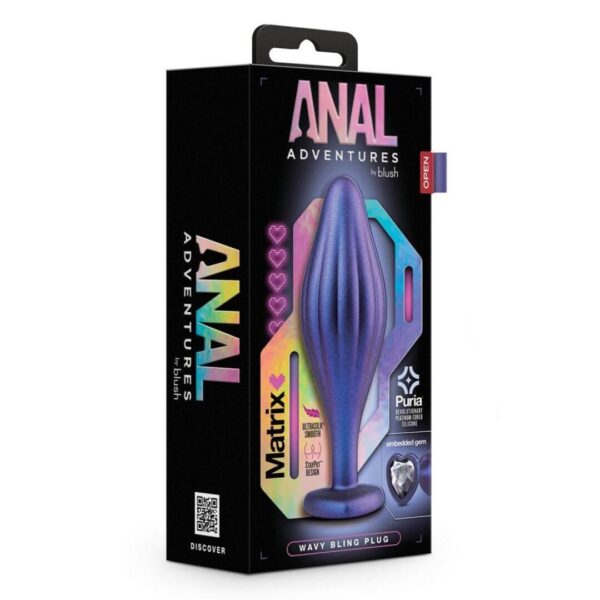 Blush Anal Adventures Matrix Wavy Bling Plug - Sapphire