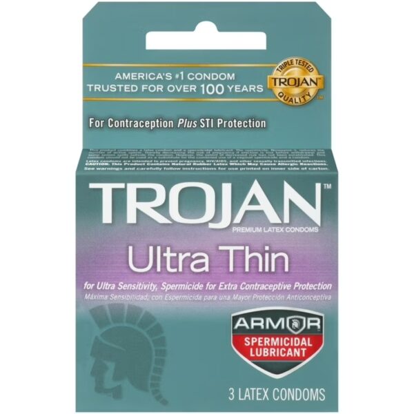 Trojan Ultra Thin Armor Spermicidal - Box of 3