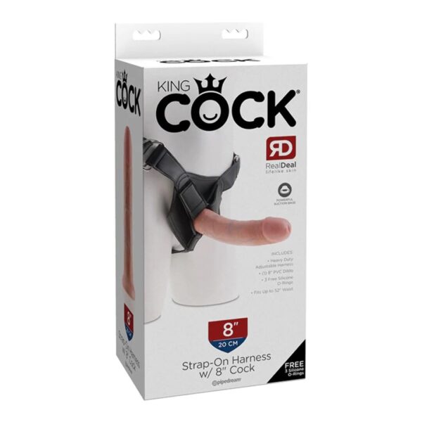 King Cock Strap On Harness w/8" Cock - Flesh