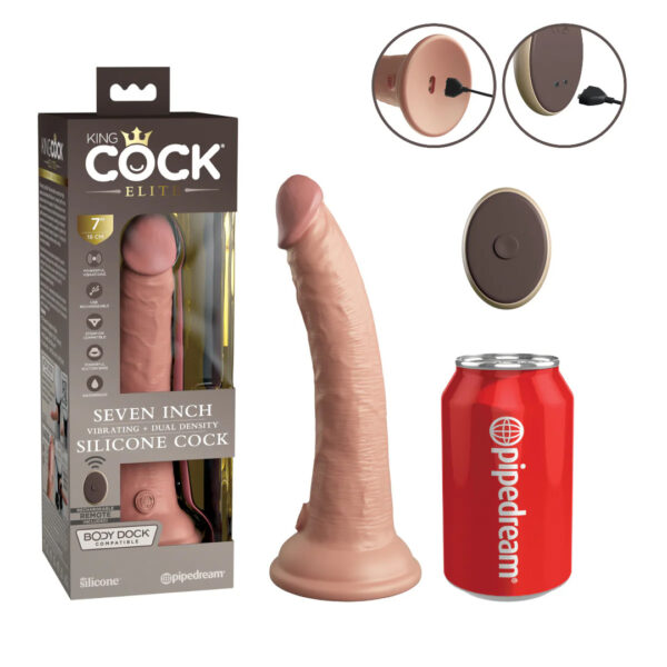 King Cock Elite 7" Dual Density Silicone Cock - Tan