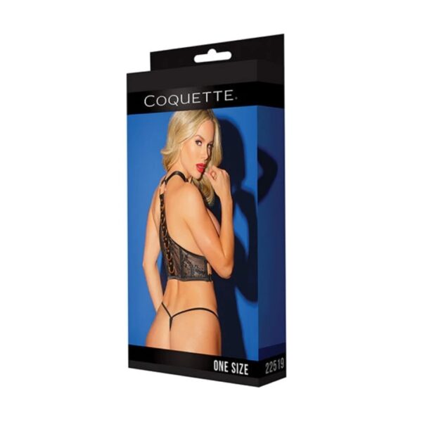 Coquette Darque Wet Look Bra Top & Leg Harness Black O/S