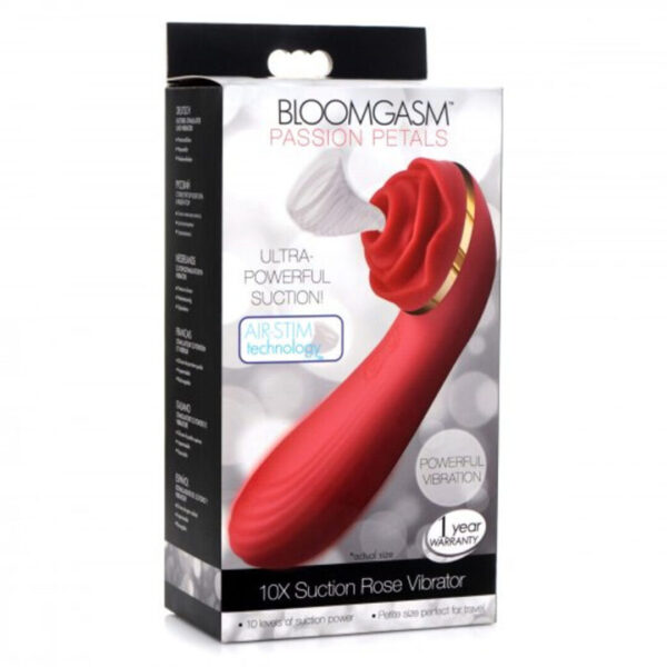 Inmi Bloomgasm Passion Petals 10X Silicone Suction Rose Vibrator - Red